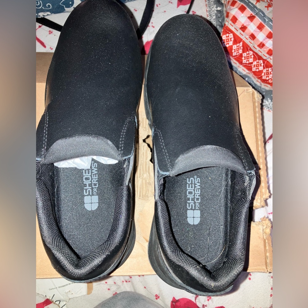 Shoes For Crews Black Loafers Slip-Ons with Soft Material and Comfortable Fit